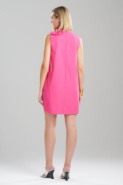 NATORI Buy Techno Poplin Embroidered Shift Dress in Electric Pink Online
