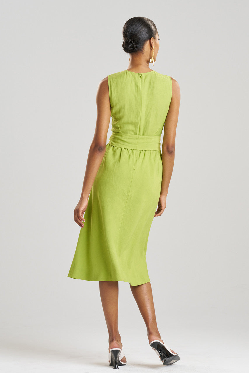 NATORI Buy Linen Embroidered Fit & Flare Dress in Pear Online