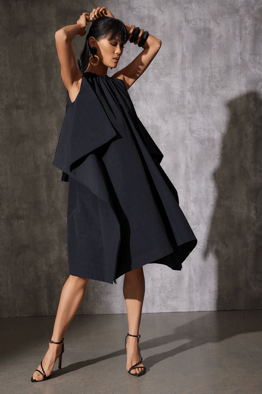 NATORI Buy Taffeta Handkerchief Dress in Black Online
