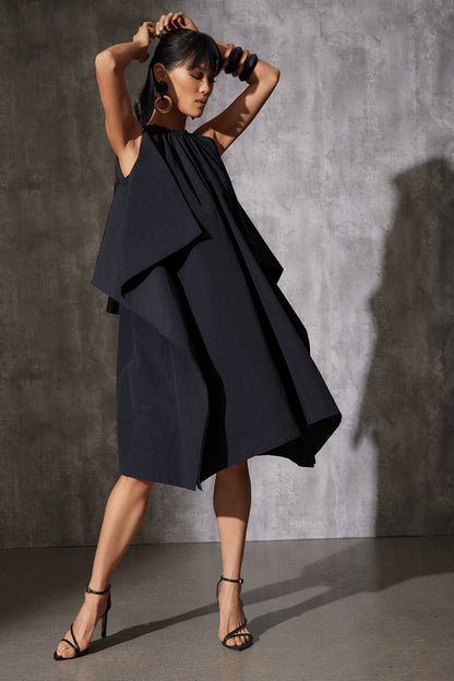 NATORI Buy Taffeta Handkerchief Dress in Black Online