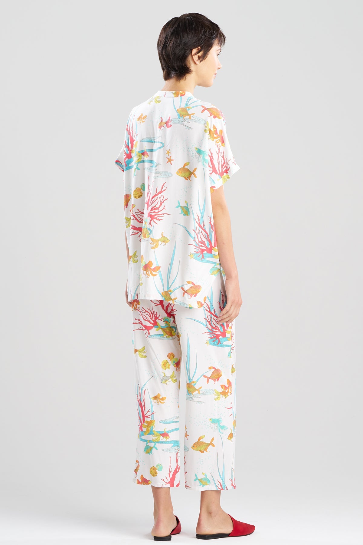NATORI Ocean's Embrace Printed Challis Mandarin PJ Set