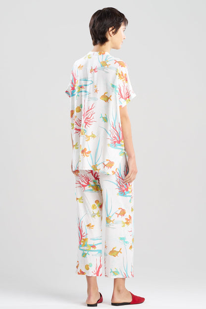 NATORI Ocean's Embrace Printed Challis Mandarin PJ Set