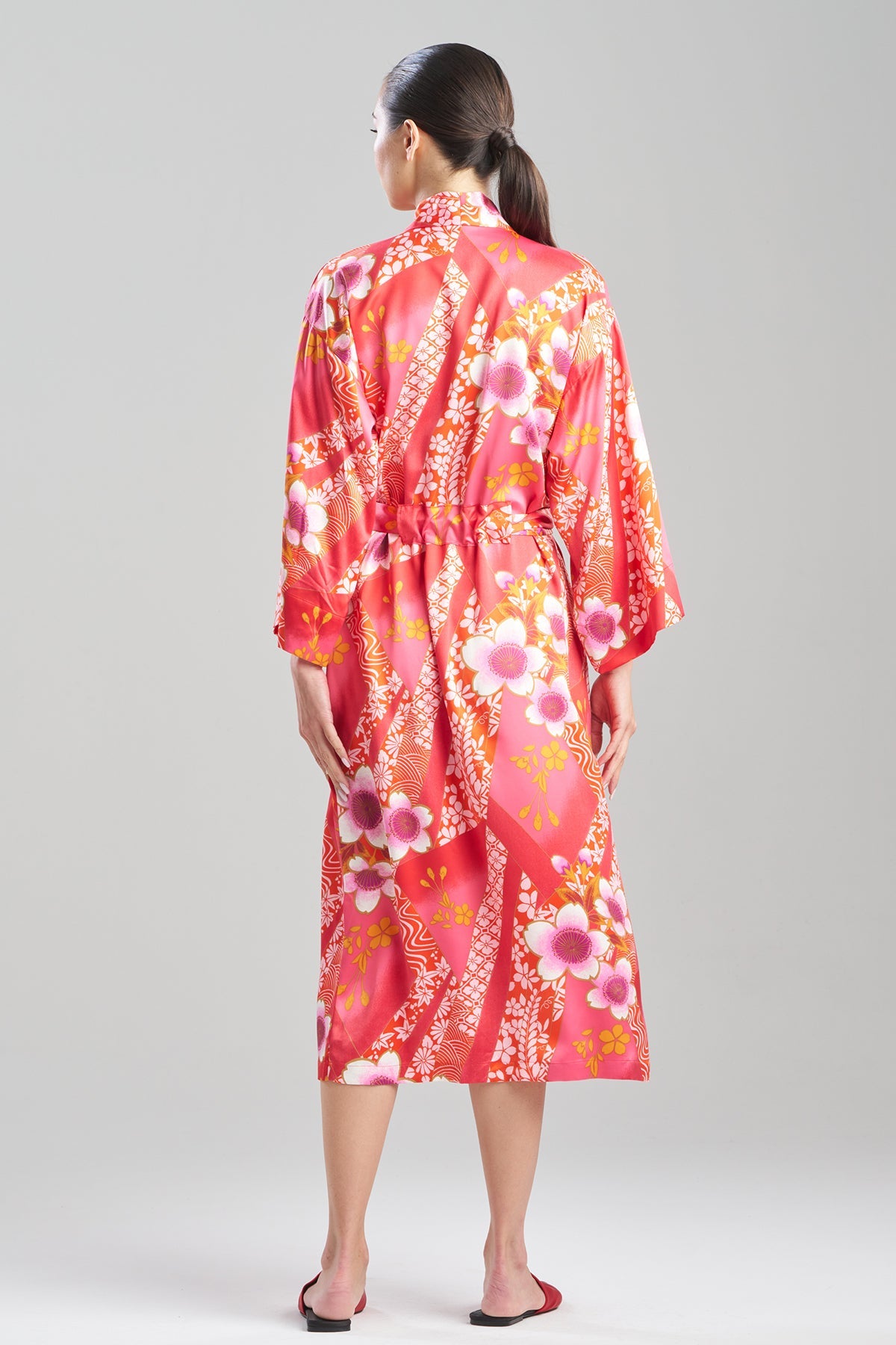 NATORI Magnolia Printed Satin Robe