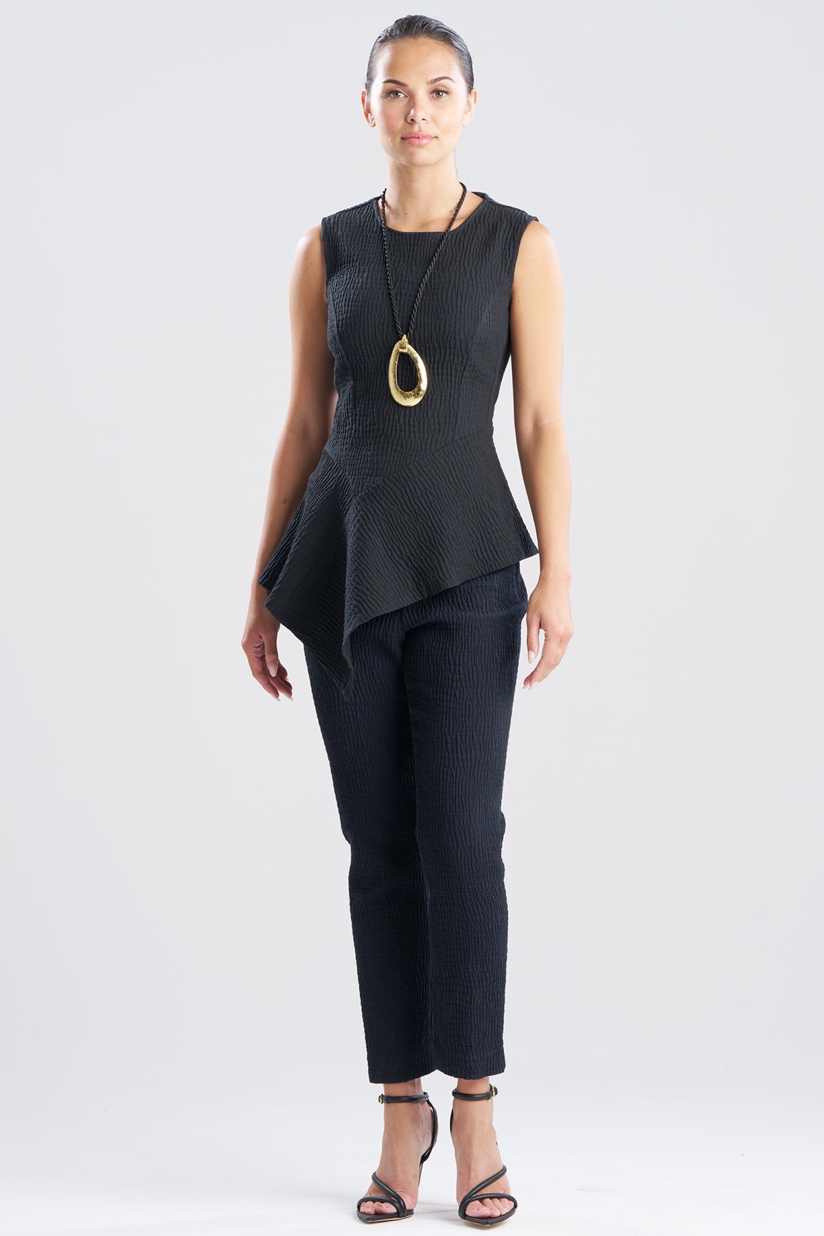 NATORI Textured Cotton Jacquard Asymmetric Top