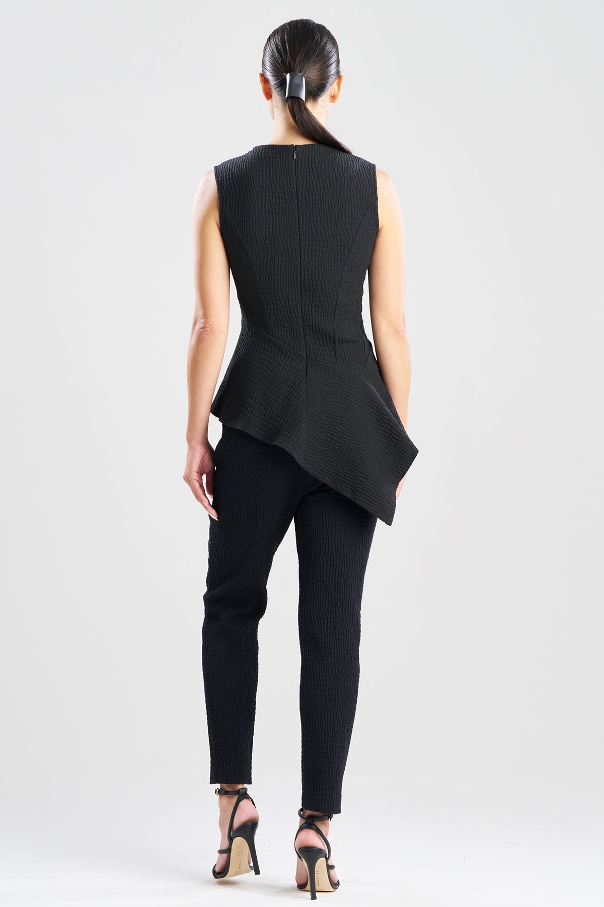 NATORI Textured Cotton Jacquard Asymmetric Top