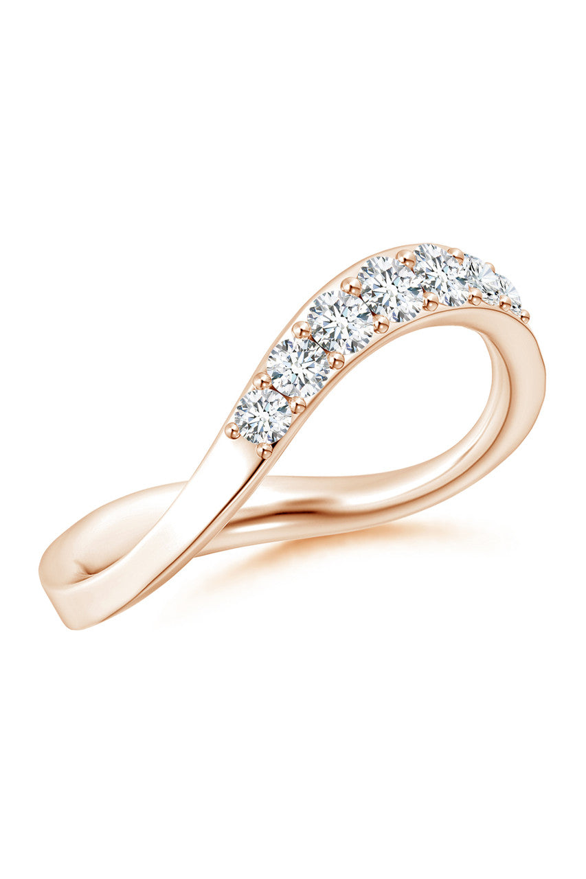 NATORI Buy Shangri-La Brushstroke 14K Gold and Diamond Half Eternity Stacking Ring in 14K Rose Gold Online