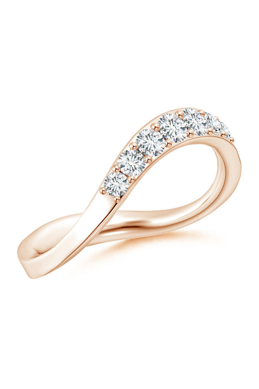 NATORI Buy Shangri-La Brushstroke 14K Gold and Diamond Half Eternity Stacking Ring in 14K Rose Gold Online