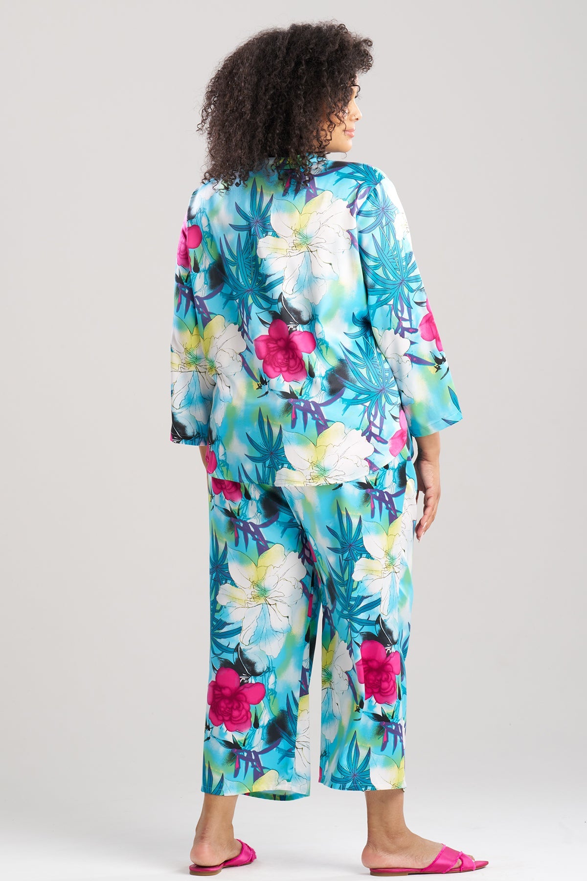 NATORI Viva Printed Satin Mandarin PJ Set