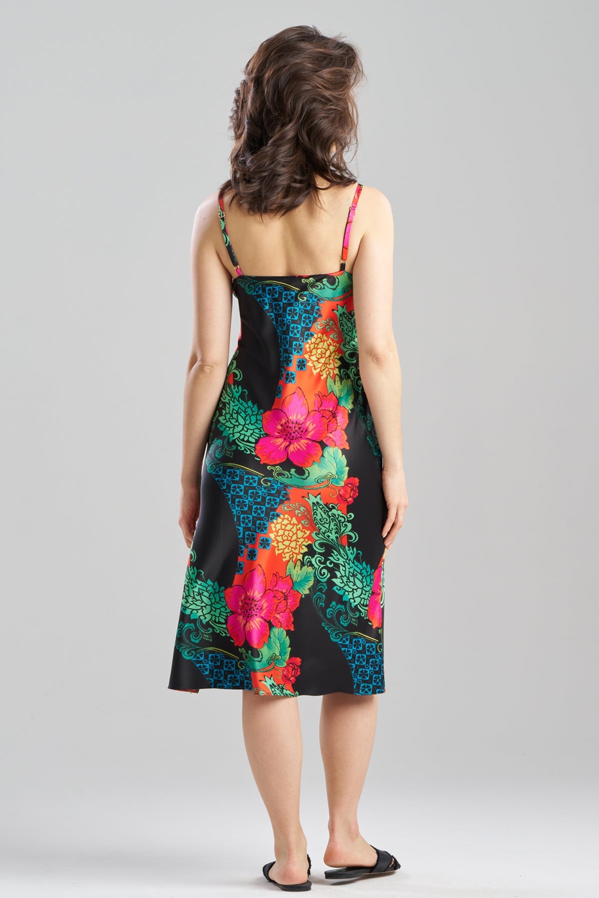 NATORI Harvest Printed Satin Slip Dress