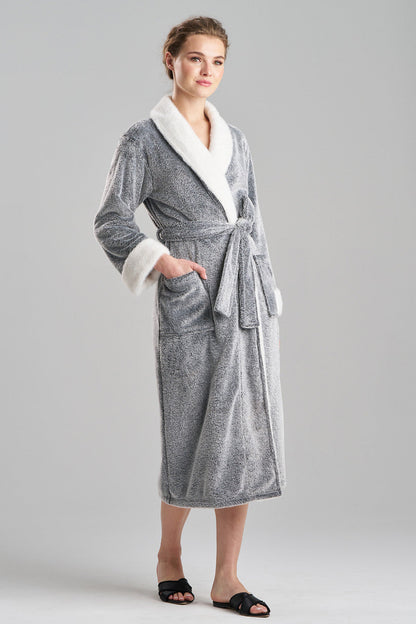 NATORI Buy Frosted Cashmere Fleece Robe in Black Online