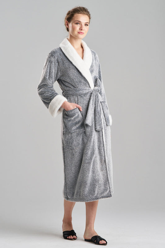 NATORI Buy Frosted Cashmere Fleece Robe in Black Online