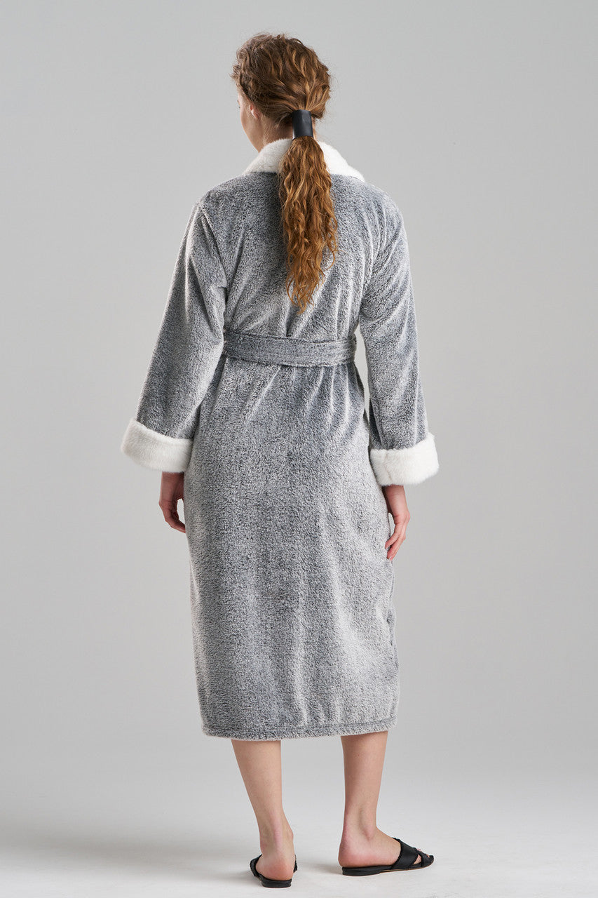 NATORI Buy Frosted Cashmere Fleece Robe in Black Online