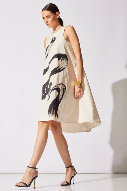 NATORI Tech Cotton Taffeta Asymmetric Dress
