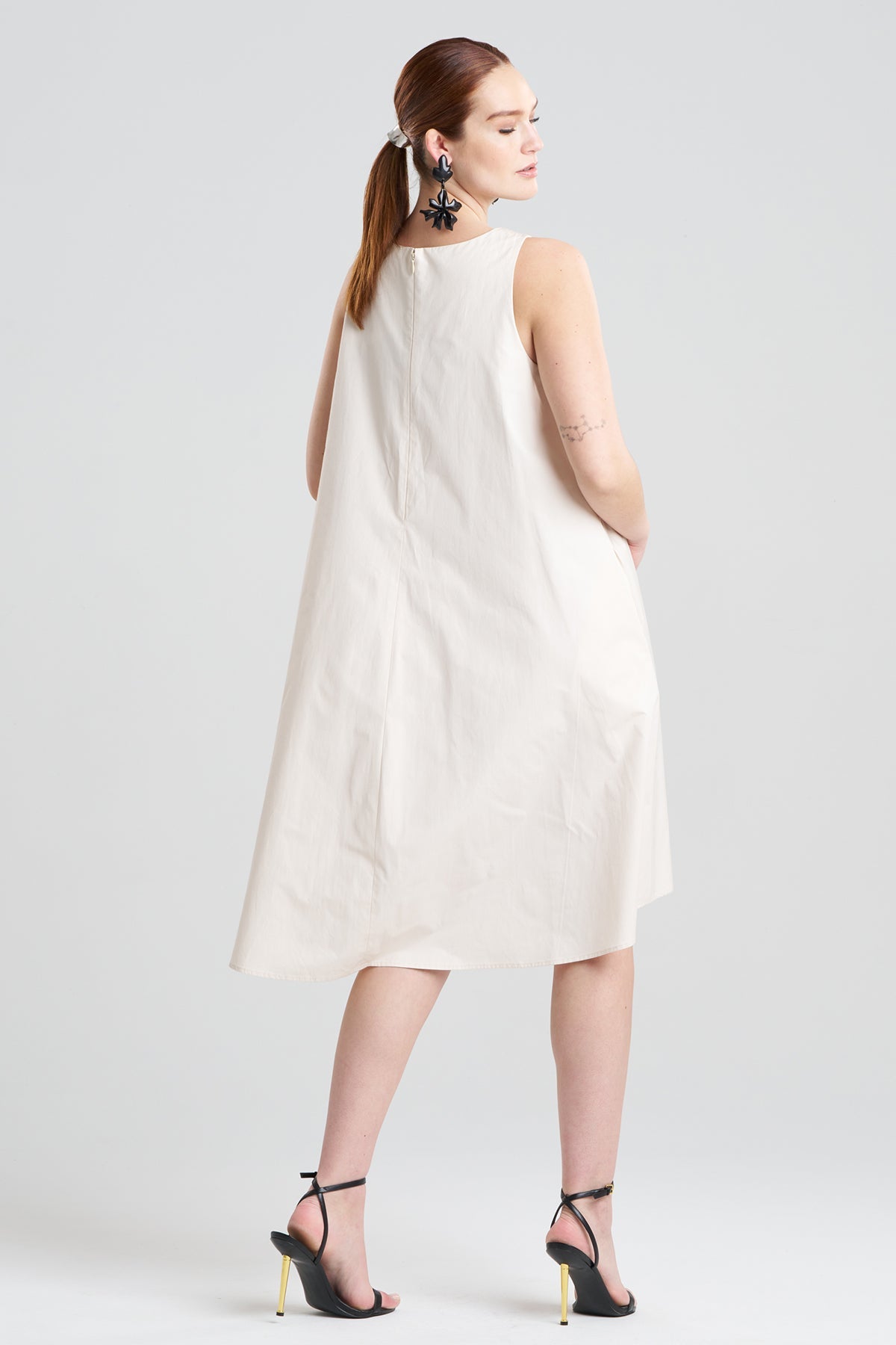 NATORI Tech Cotton Taffeta Asymmetric Dress