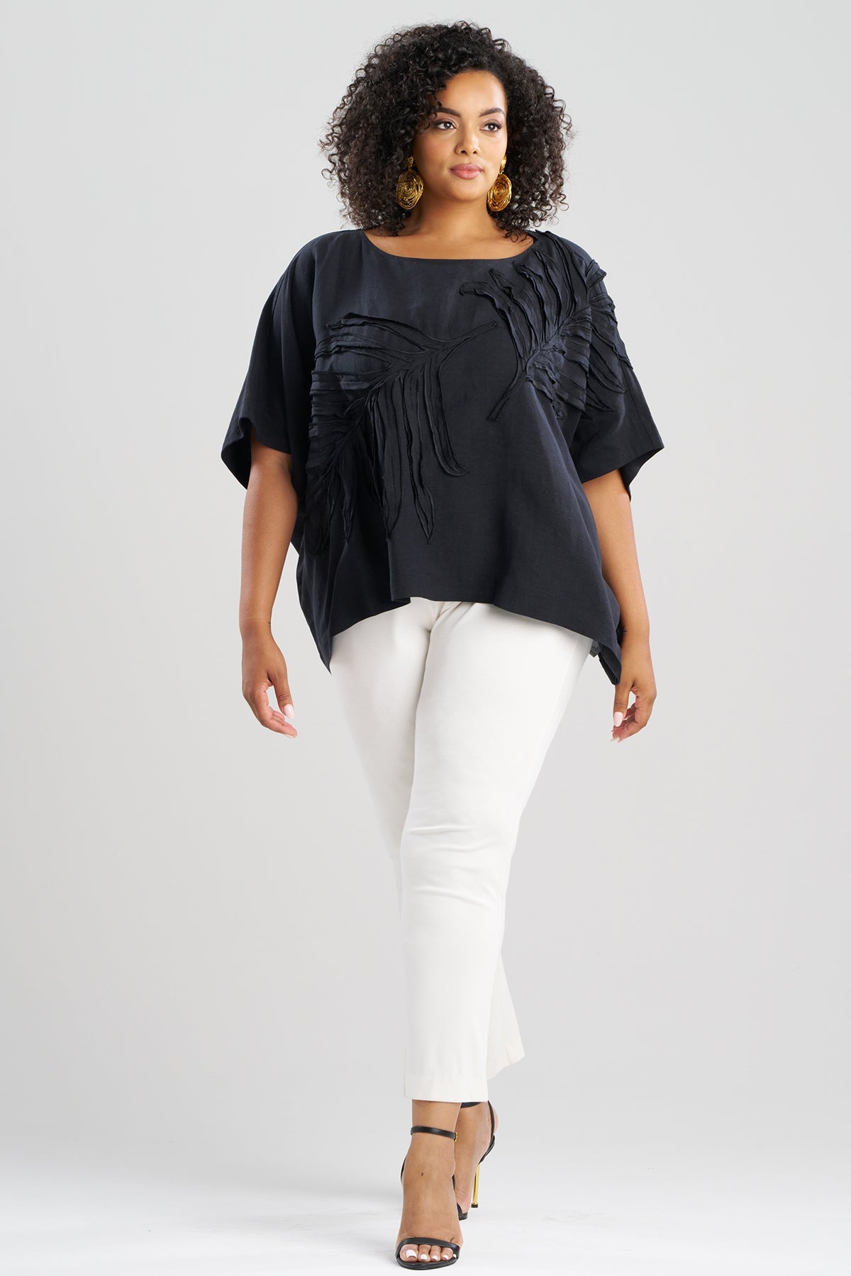 NATORI Light Weight Linen Embroidered Caftan Top
