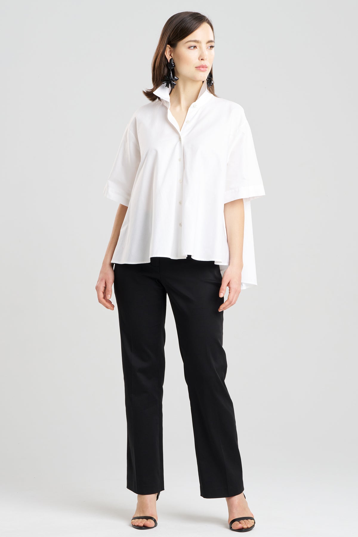 NATORI Cotton Poplin Short Sleeve Trapeze Shirt