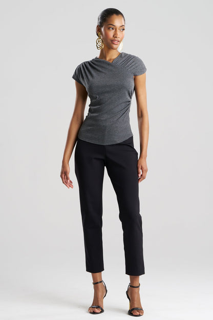 NATORI Layering Jersey Rouched Cap Sleeve Top