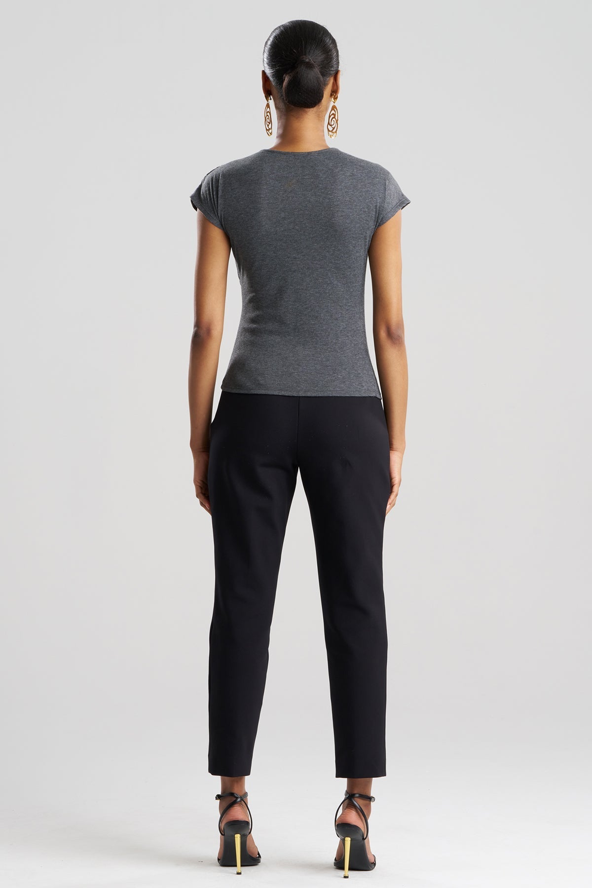 NATORI Layering Jersey Rouched Cap Sleeve Top