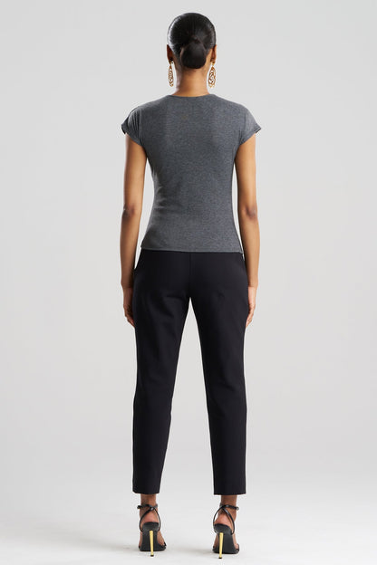 NATORI Layering Jersey Rouched Cap Sleeve Top