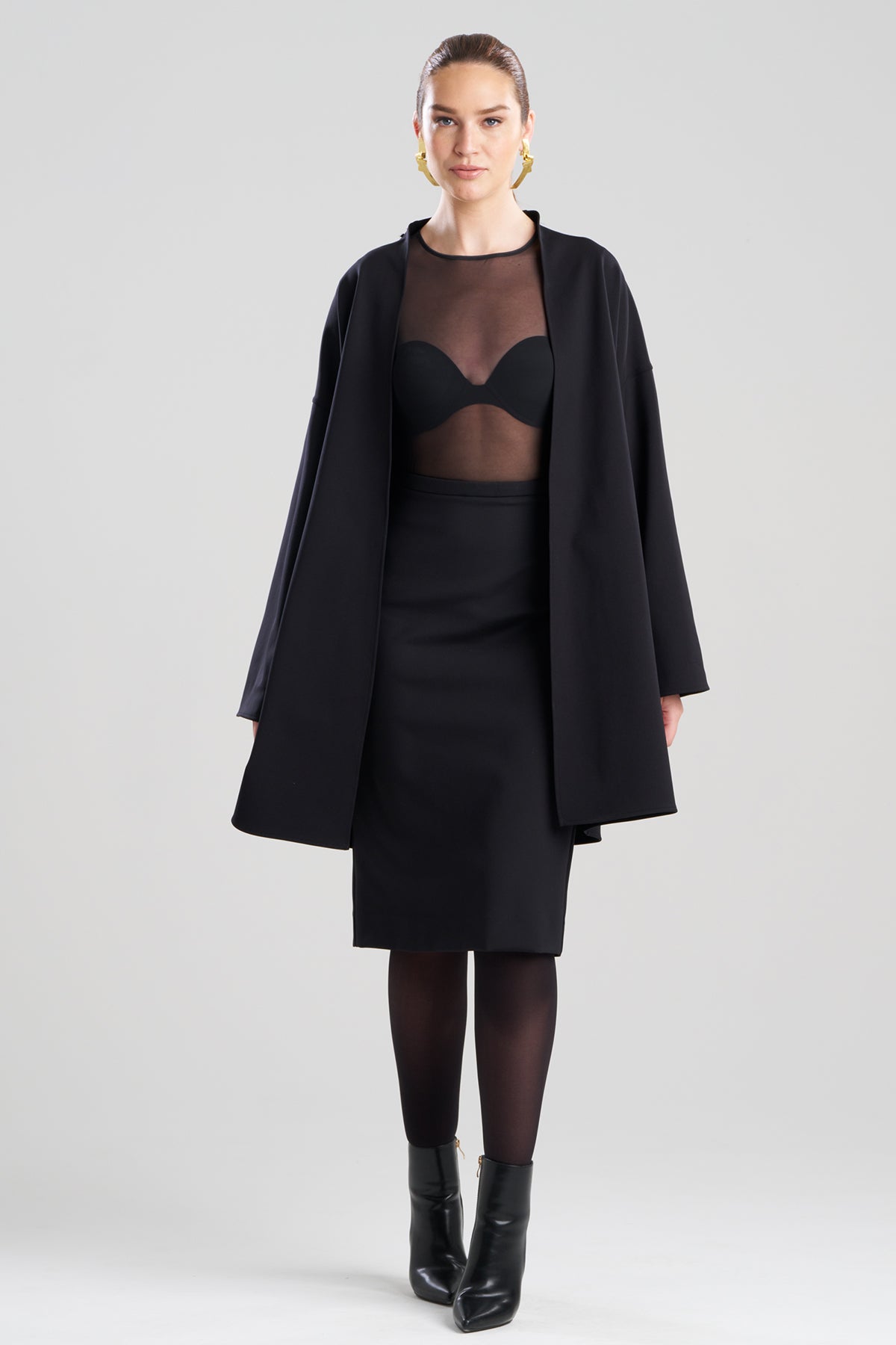 NATORI Techno Crepe Trapeze Coat