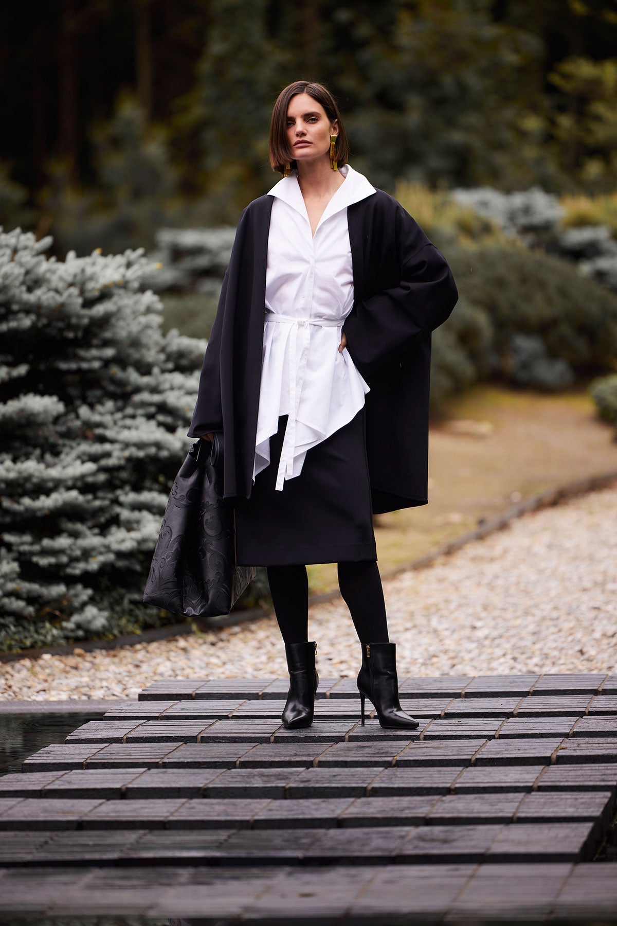 NATORI Techno Crepe Trapeze Coat