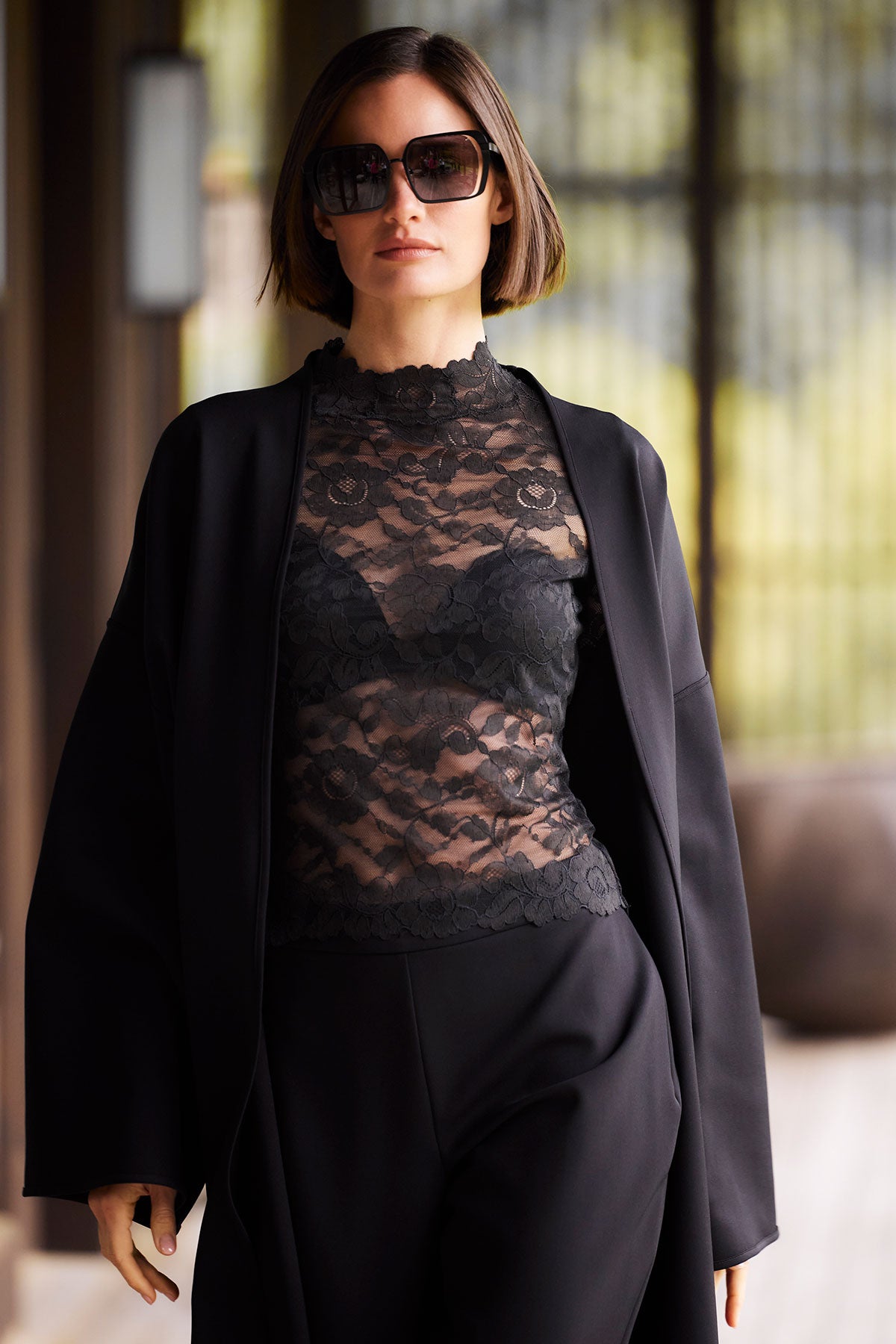 NATORI Techno Crepe Trapeze Coat
