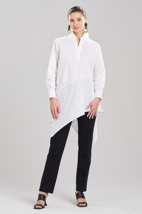 NATORI Buy Cotton Poplin Asymmetrical Flounce Shirt in White Online