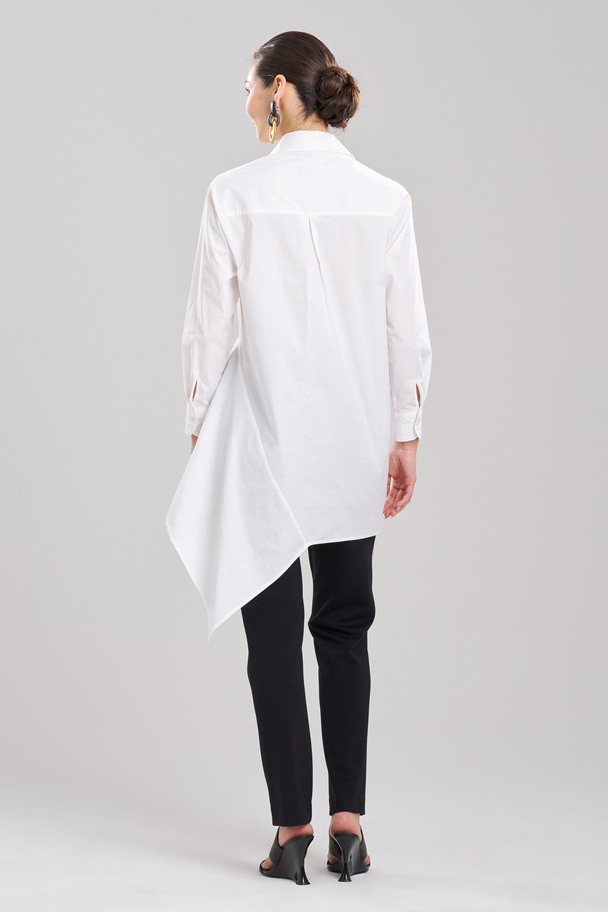 NATORI Buy Cotton Poplin Asymmetrical Flounce Shirt in White Online