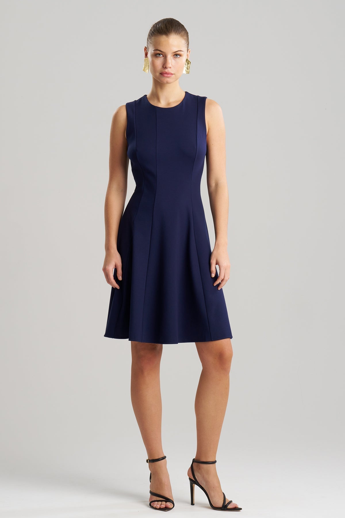 NATORI Compact Knit Fit & Flare Dress