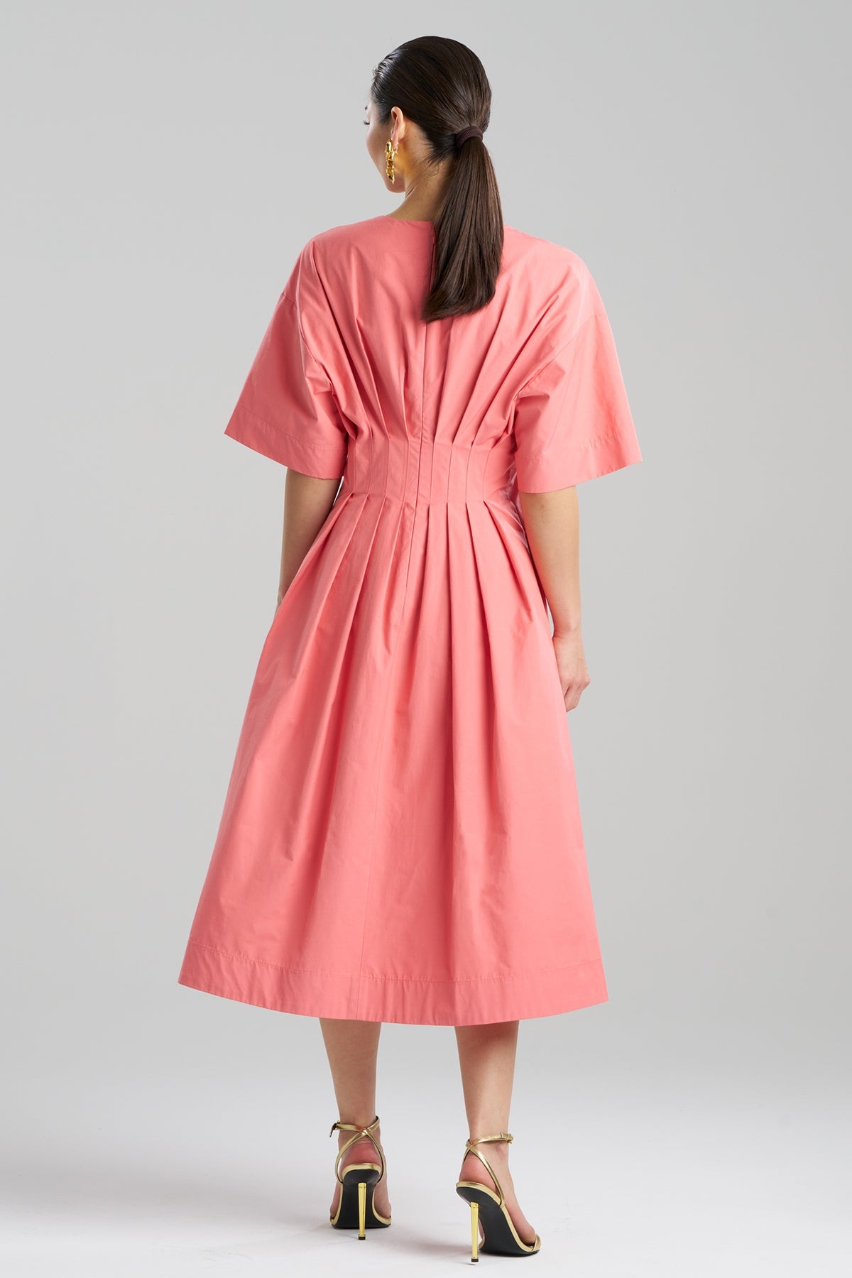 NATORI Tech Cotton Taffeta V-Neck Dress