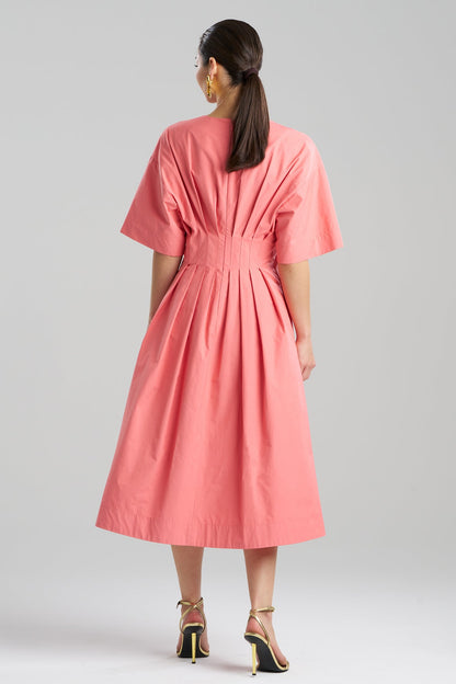 NATORI Tech Cotton Taffeta V-Neck Dress
