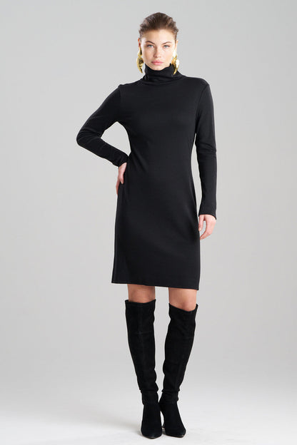 NATORI Buy Layering Jersey Turtleneck Dress in Black Online