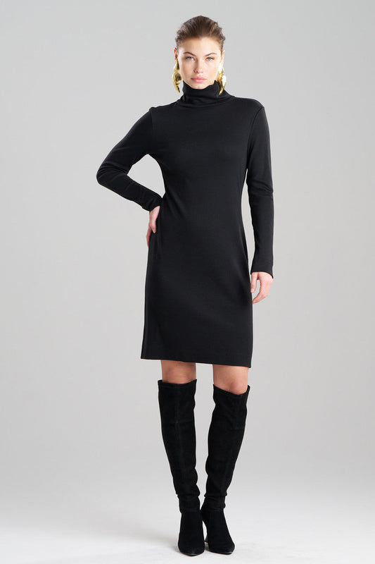 NATORI Buy Layering Jersey Turtleneck Dress in Black Online