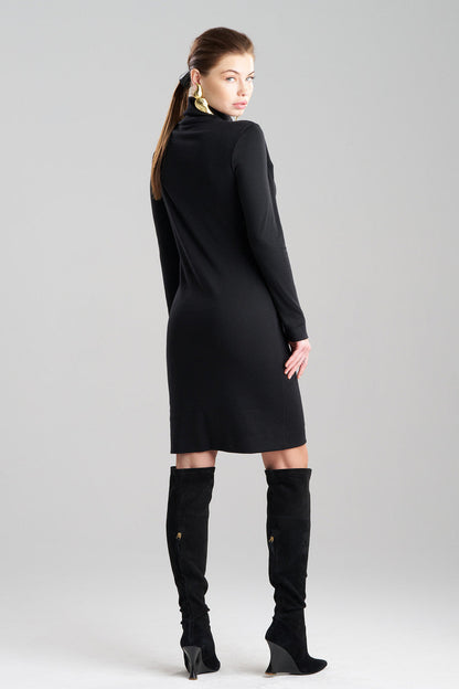 NATORI Buy Layering Jersey Turtleneck Dress in Black Online