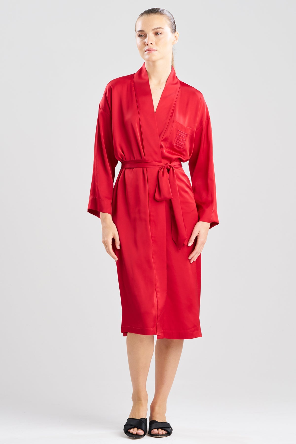 NATORI Satin Essentials Embroidered Robe