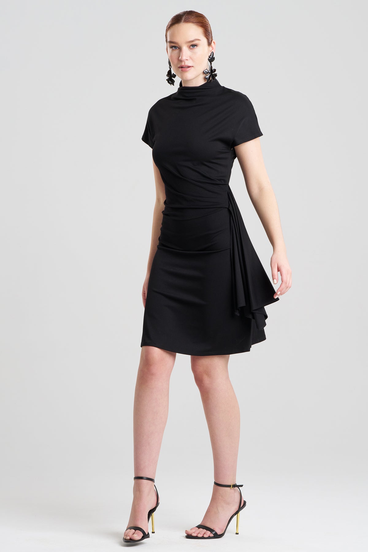 NATORI Crepe Knit Cascade Dress
