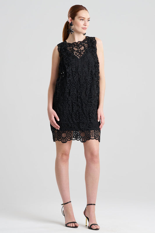 NATORI Raffia Lace Shift Dress