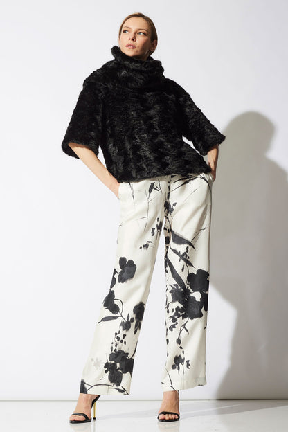 NATORI Astrakhan Faux Fur T-Shirt Top