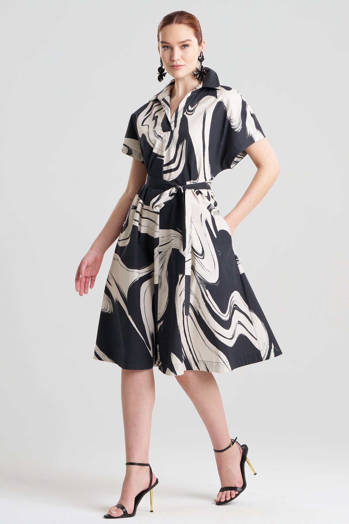 NATORI Kaze Cotton Short Sleeve Trapeze Dress