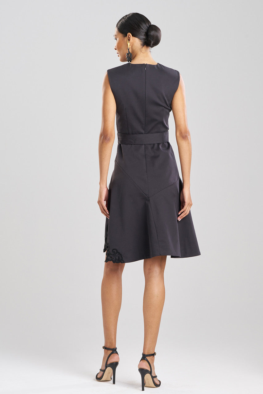 NATORI Buy Cotton Chino Fit & Flare Embroidered Dress in Black Online