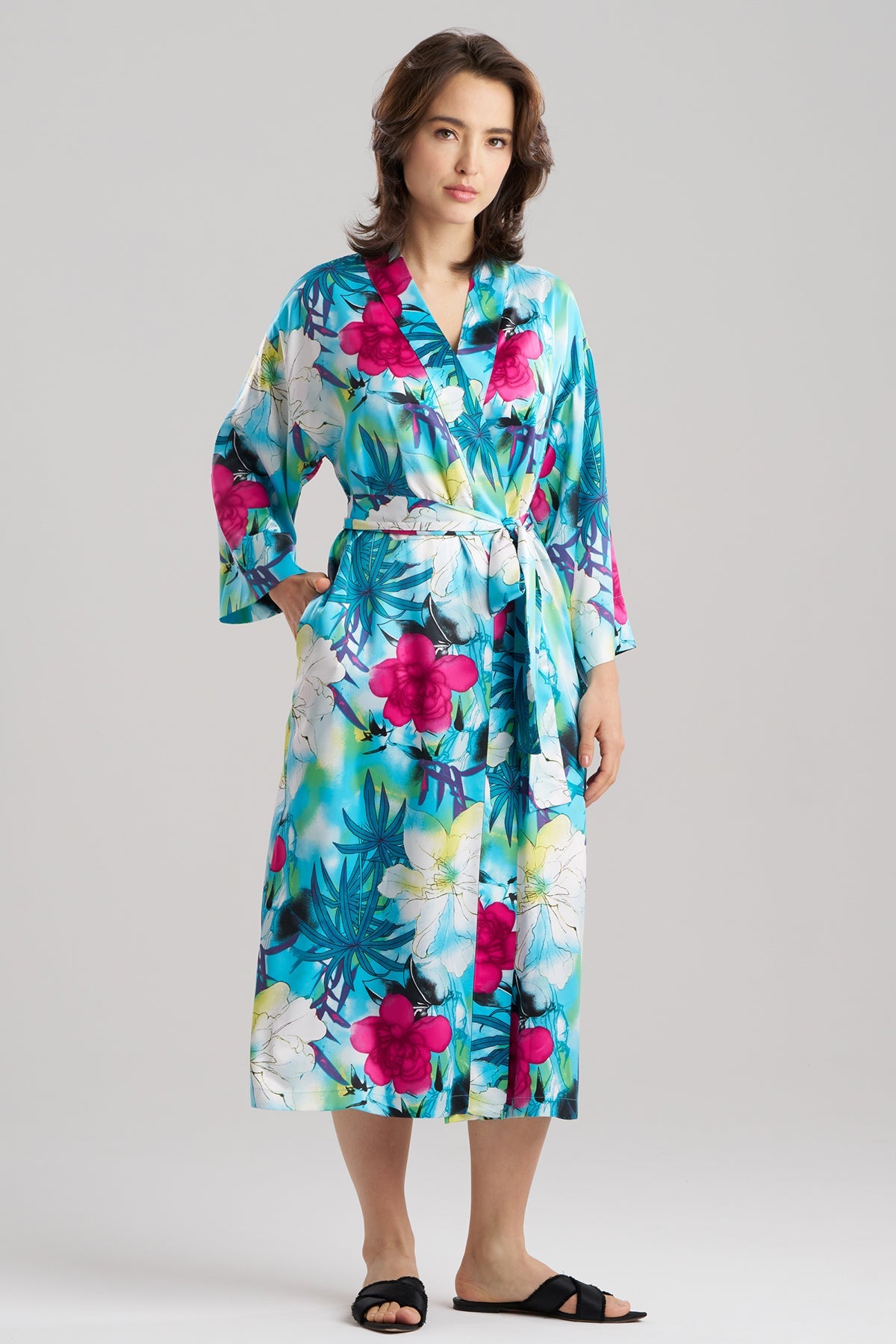 NATORI Viva Printed Satin Robe