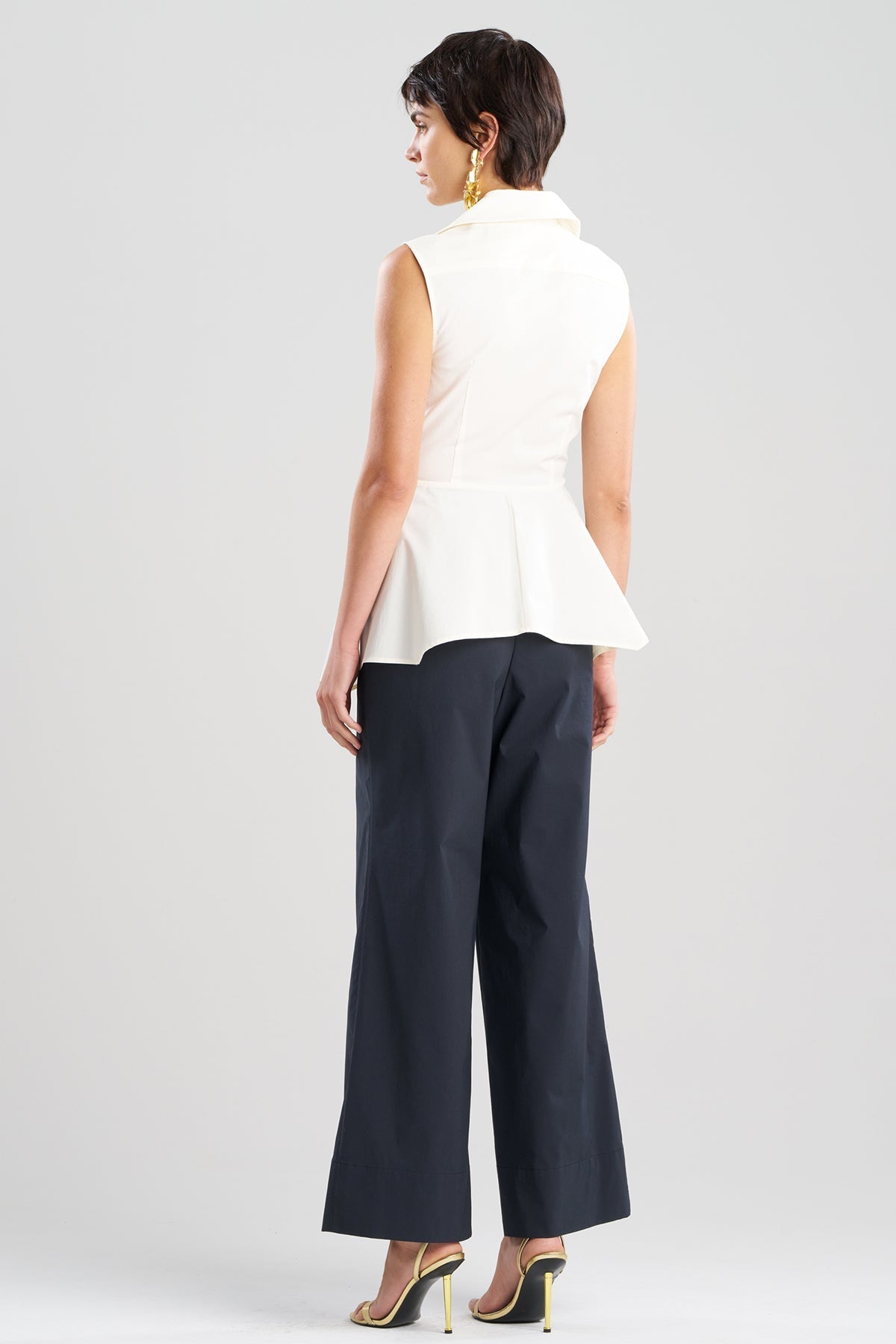 NATORI Tech Cotton Taffeta Cascade Peplum Shirt