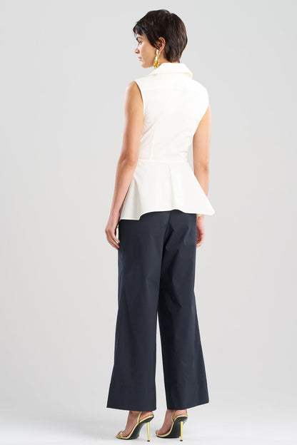 NATORI Tech Cotton Taffeta Cascade Peplum Shirt