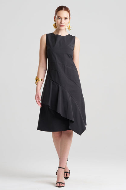 NATORI Tech Cotton Taffeta Asymmetric Origami Dress
