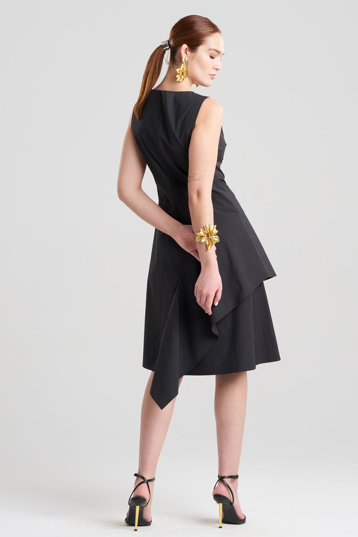 NATORI Tech Cotton Taffeta Asymmetric Origami Dress