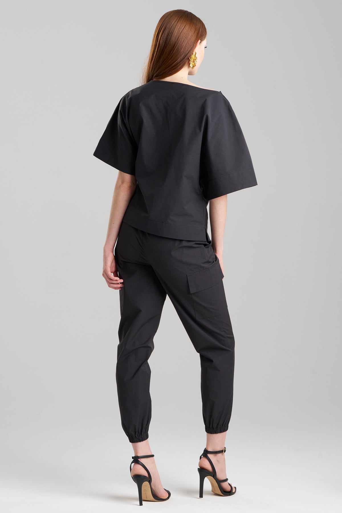 NATORI Buy Tech Cotton Taffeta Origami Top in Black