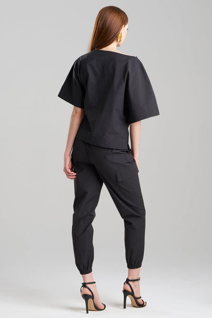 NATORI Buy Tech Cotton Taffeta Origami Top in Black