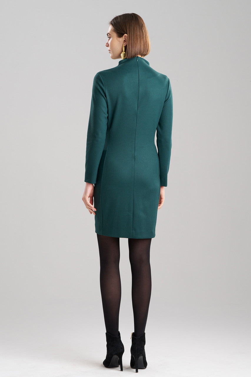 NATORI Buy Double Jersey Mock Neck Sheath Dress in Bottle Green Online