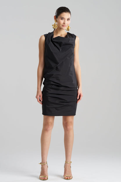 NATORI Techno Poplin Asymmetrical Origami Dress