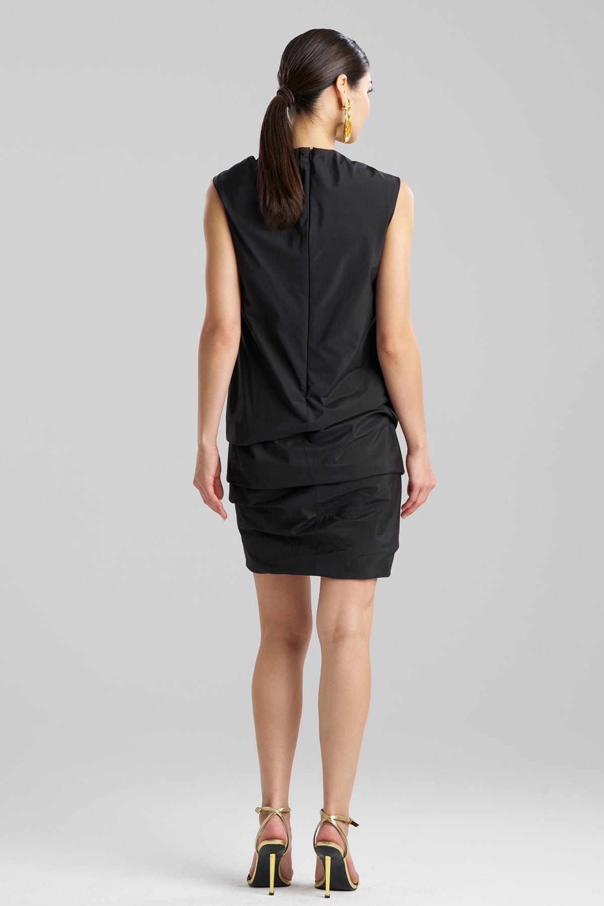 NATORI Techno Poplin Asymmetrical Origami Dress